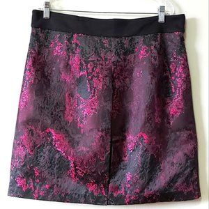 VTG Spanner Skirt Size 14 Black Wine Berry Midi Box Pleats Front and Back